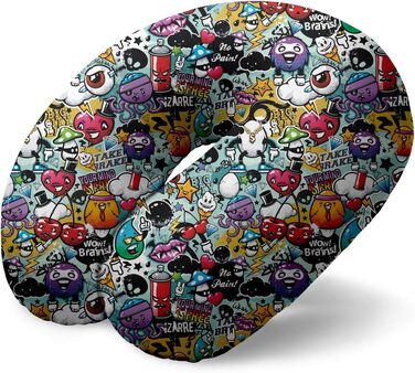 Подушка для подорожей I-TOTAL® з підтримкою шиї, м'яка, з принтом графіті