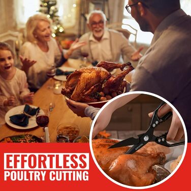 Кухонні ножиці 5-в-1 з пінцетом, титанове покриття, нержавіюча сталь, для птиці, риби, м'яса, чорний колір