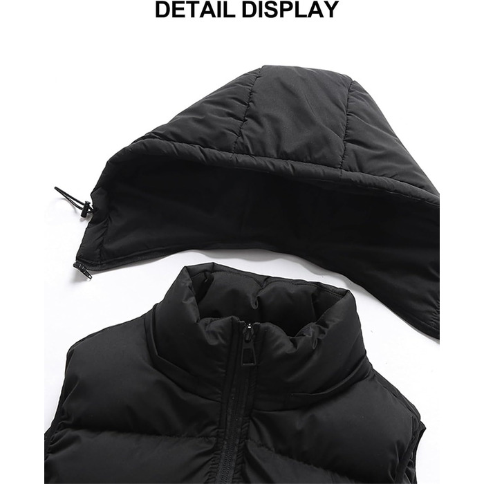 Чоловіча зимова жилетка Hathaway з капюшоном, тепла, без рукавів, на блискавці, чорна, XL