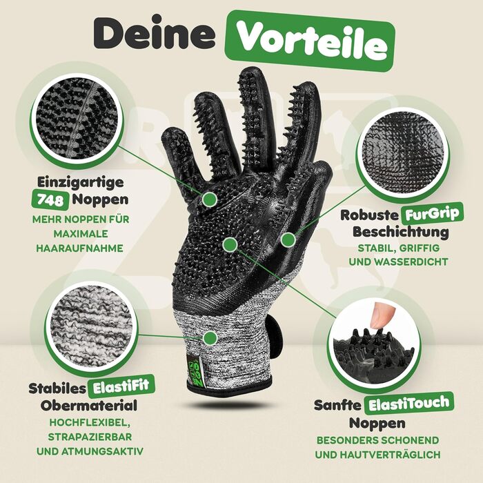 Рукавичка для грумінгу тварин DR Zoo (1 шт, M) - для котів, собак, коней - рукавичка для видалення шерсті, щітка-рукавичка