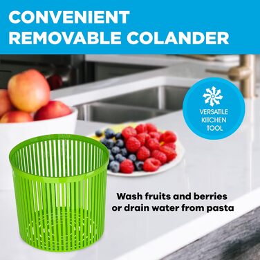 Міні-салатниця-центрифуга Cooler Kitchen для овочів і фруктів, сушарка з мірним стаканом, сито та кошик для миття