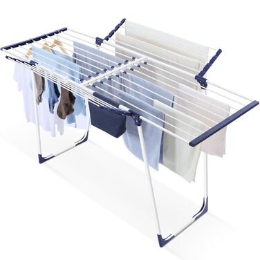 Сушарка для білизни з крилами, розкладна, з мішком для білизни та тримачем для шкарпеток, для одягу та рушників