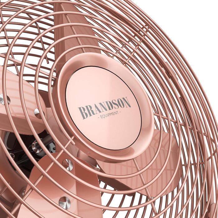 Настільний вентилятор Brandson з мідним дизайном: 3 швидкості, осциляція 80°, нахил 40°, металевий корпус (E: Рожевий)