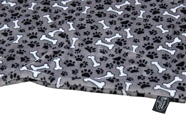 Німецька подушка-підстилка для собак, 65 x 95 см, плюшева, для маленьких та великих собак, миється, можна сушити в сушильній машині (візерунок кісток, антрацит, 45 x 65 см)