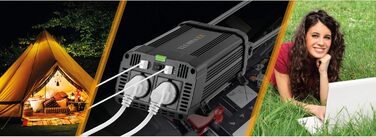 Автомобільний інвертор Technaxx TE16 12В-230В, 1200Вт/2400Вт, 2x Schuko, 2x USB, TÜV Rheinland, перетворювач напруги