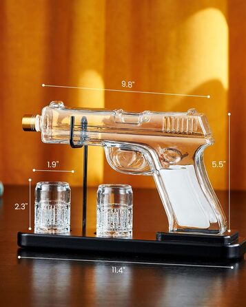 Kollea 15 Oz Gun Whiskey Decanter and 2.0 Oz Glasses Set, Whiskey Dispenser for Schnapps, Bourbon, Whiskey Gift Sets for Men, Fathers, Brothers, Unique Gifts for Father's Day, Birthday, Anniversary
