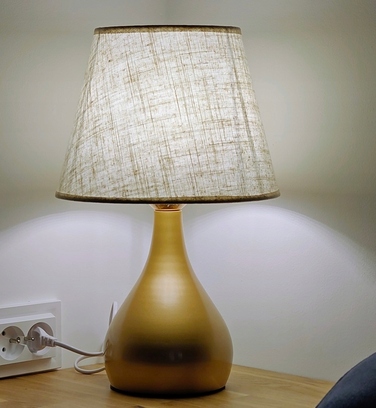 Сенсорна настільна нічна лампа з абажуром, LED, золотиста