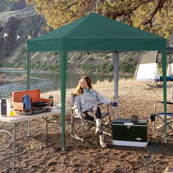 CLIPOP Pop-Up Pavilion 3 x 3 m, Outdoor Folding Pavilion with 4 Side Walls and Carry Bag, UV Protection Garden Pavilion for Wedding, Outdoor, Camping, Beach (Green)