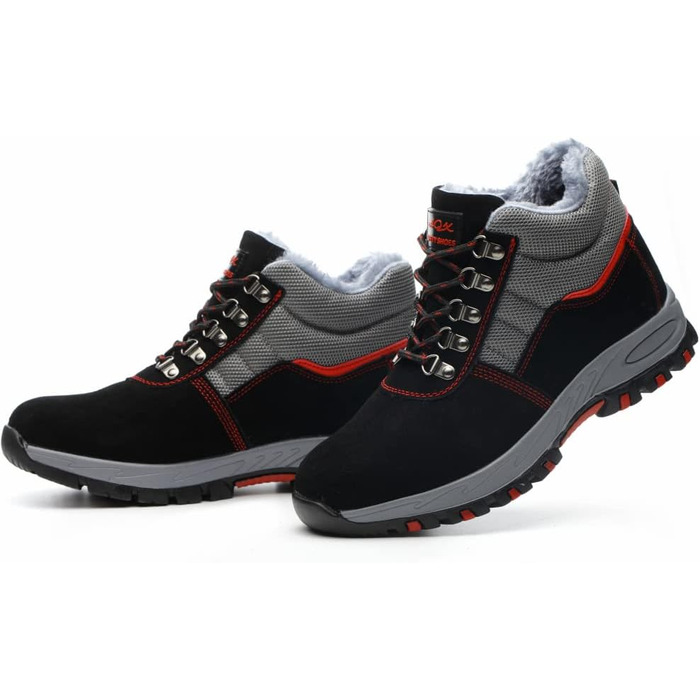 Зимові робочі черевики для чоловіків та жінок, захисні черевики S3, легкі, теплі, з металевим підноском, чорні, розмір 35-48