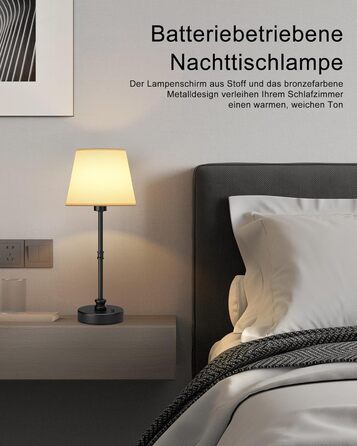 LED-лампа EppieBasic настільна бездротова, торшер сенсорний диммування, акумулятор 5200mAh, тепле світло 2700K, для спальні, вітальні, ванної кімнати (чорний)