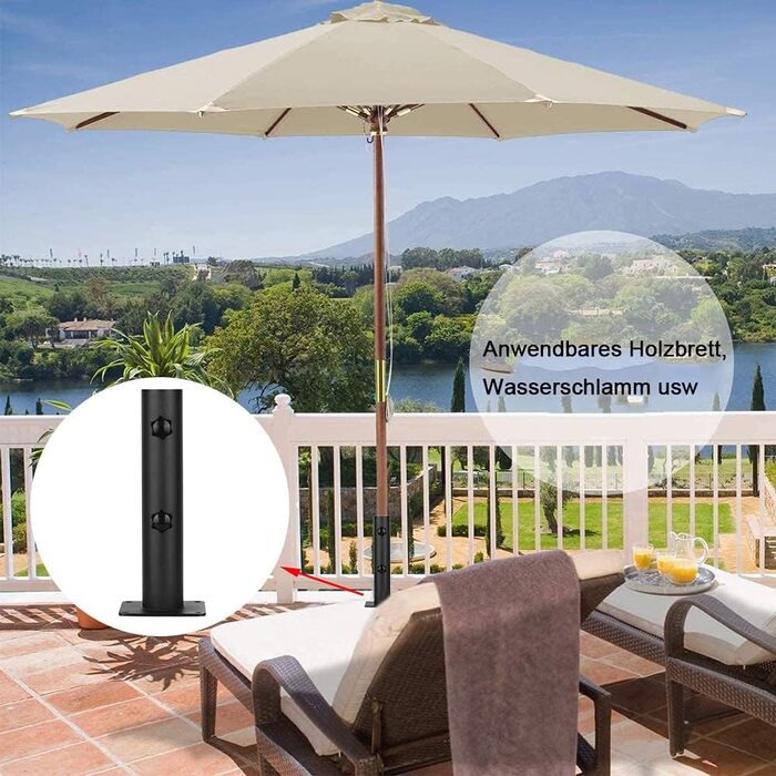VANROUG Robust Square Patio Umbrella Base - Steel Umbrella Foot with Adjustable Knob, umbrella base for Garden, Decks, Terrace, Awning, Gazebo, Awning, etc.