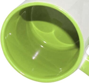 MR.R Set of 6 Sublimation Blanks, 334 ml, Dishwasher-Safe Ceramic Coffee Mugs, Green Color, Interior Cup and Handle, Drinking Cup for Milk, Tea, Cola, Water