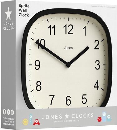 JONES CLOCKS Square Retro Wall Clock made of high-quality acrylic, 'Sprite' in Mint Green, 25 x 25 x 5 cm
