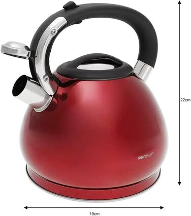 Чайник King Hoff з нержавіючої сталі та бронзи, 3.4 л, KH-1213 (червоний)