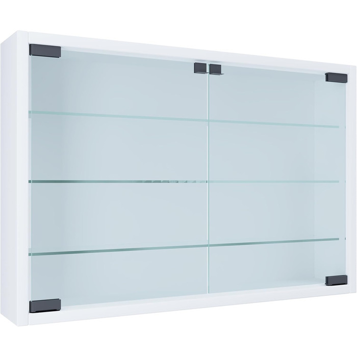 Підвісна скляна вітрина VCM Mandosa M, біла, 40x60x10 см, з загартованим безпечним склом, сучасна настінна вітрина для зберігання і демонстрації, компактна, скляний вітринний шафа