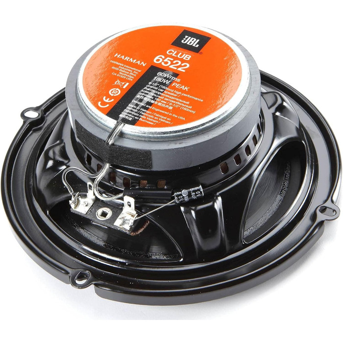 JBL Club 6522 автомобільні 2-смугові динаміки Harman Kardon, 180 Вт, 16-17 см, 6,5 дюймів – комплект автоколонок для авто