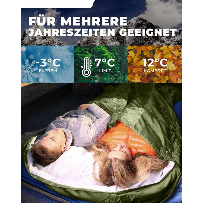 KingCamp Double Sleeping Bag - Winter Adult Sleeping Bag for 2 People with Carry Bag - Outdoor Camping