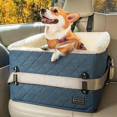 Автомобільний лежак для собак PETFIT, блакитний, до 12 кг, з підняттям 12.5 см, знятний чохол