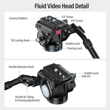 SIRUI Монопод з вуглецевого волокна з швидкою системою | 165 см, професійний, 3-в-1, вантажопідйомність 10 кг, для DSLR та відео (SVM-165+VH-10)