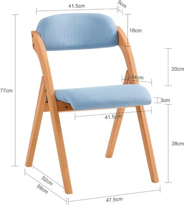 SoBuy FST92-GR Folding Chair Kitchen Chair with Padded Seat and Backrest Green WxHxD approx.: 47x77x60cm Green (4 chairs, Blue)