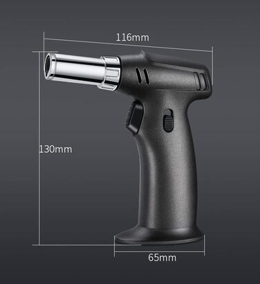 Кулінарний пальник-газовий обпалювач ibforcty, багаторазовий кухонний пальник з регулюванням полум'я та замком безпеки для десертів, крем-брюле та BBQ, чорний