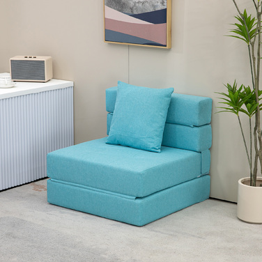 HOMCOM Folding Sleeper Chair 2-in-1 Folding Chair with Bed Function Recliner Chair with Pillow Guest Bed with a Load Capacity of up to 100 kg Blue