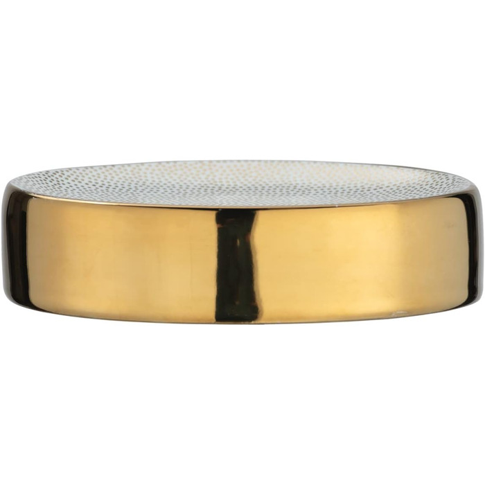 Підставка для мила WENKO Nuria, керамічна мильниця для зберігання мила преміум-якості, 12 x 3 x 8 см (золотий/білий)