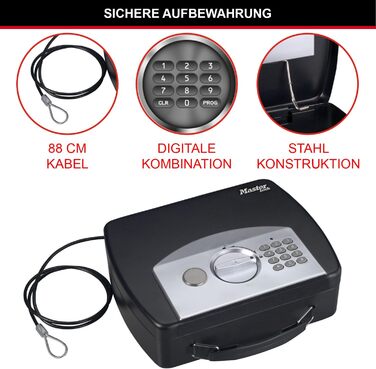 MASTER LOCK Portable Safe with Combination Lock and Cable - P008EML - Secure Storage for Electronics, Documents, Cash & More