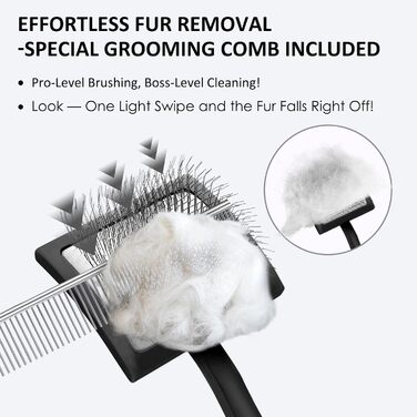 Гребінець для собак та котів Slicker з дерев'яною ручкою та довгими шпильками з нержавіючої сталі – видаляє підшерсток, ковтуни та вузли – з гребенем для догляду – для голден ретриверів та мейн кунів – великий (чорний)