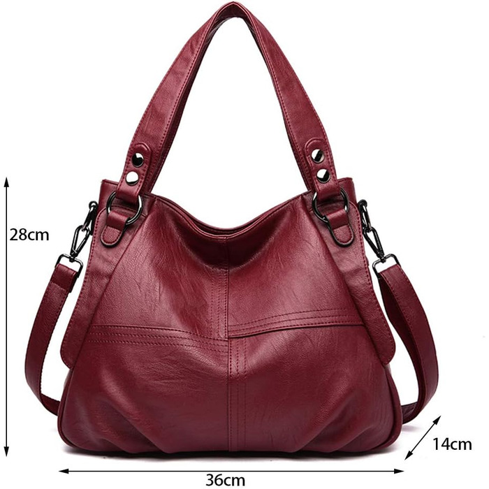 Жіноча шкіряна сумка-шопер велика червона Damen - сумка через плече, дизайнерська хобо-сумка