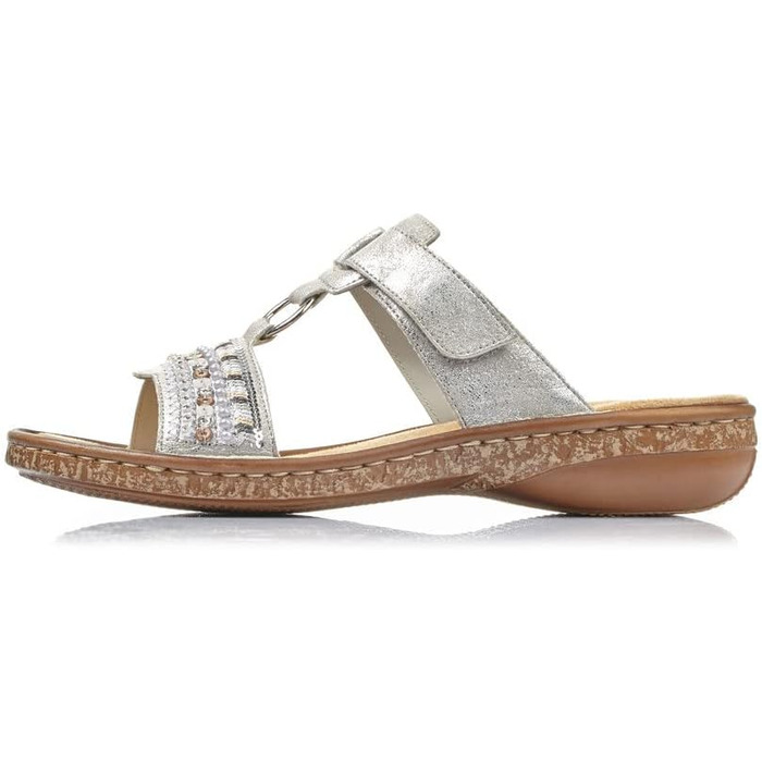 Пантолети Rieker 628M6 сріблясті жіночі Slip-On, розмір 41 EU
