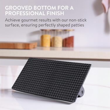 Navaris Smashed Burger Press - Cast Iron Burger Press - Prepare Burgers Healthy and Delicious - Grill Press - Meat Press - 21 x 11 cm - Rectangular Cast Iron