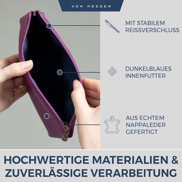 Шкіряна косметичка VON HEESEN для жінок та чоловіків, дорожня сумка для аксесуарів та засобів гігієни з натуральної шкіри, рожева