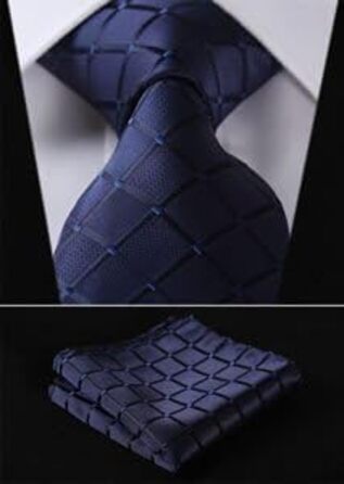 HISDERN Набір краваток для чоловіків (5 шт.) з кишеньковим хустиною. Класичні, елегантні, шовкові краватки та хустинки для весілля та особливих випадків. У подарунковій коробці.