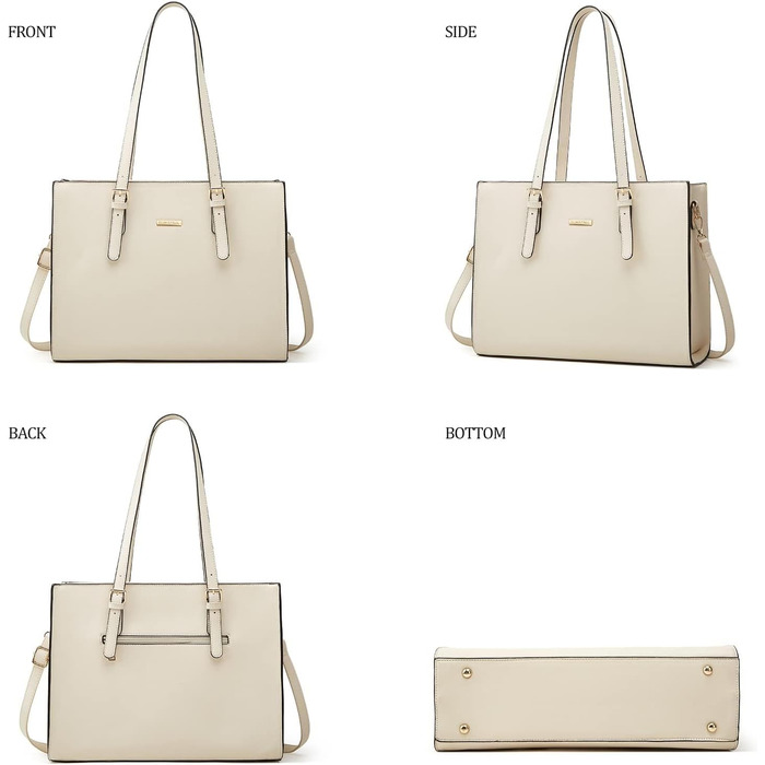 YTL Сумка жіноча Tote Shopper велика на плече та через плече, гаманець, картник, 4-частинний набір, біла, для офісу, школи, покупок, подорожей, подарунок