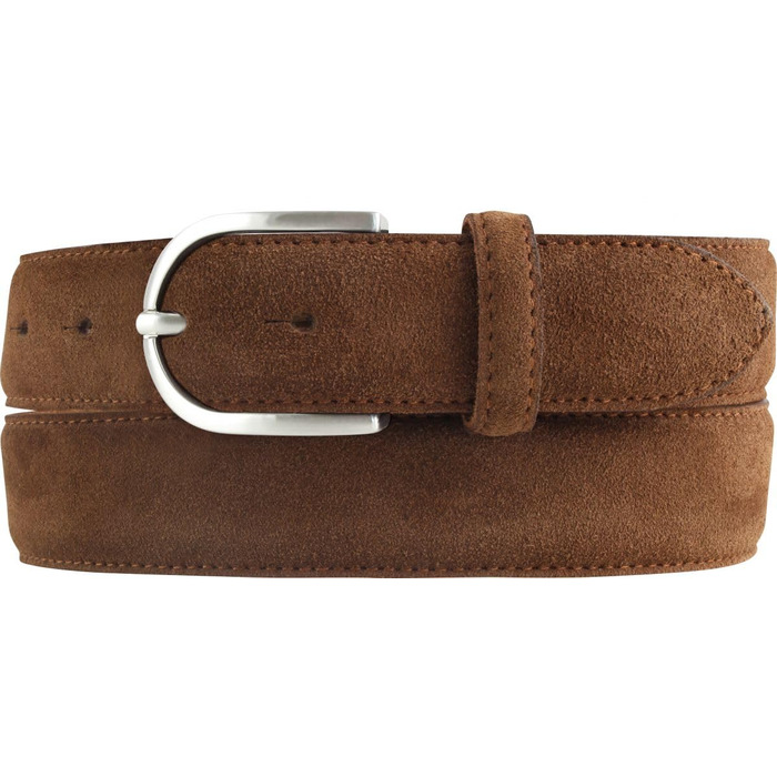 Жіночий ремінь Beltinger з замші 3,5 см, срібляста пряжка, колір Tabac (110 см / 125 см)