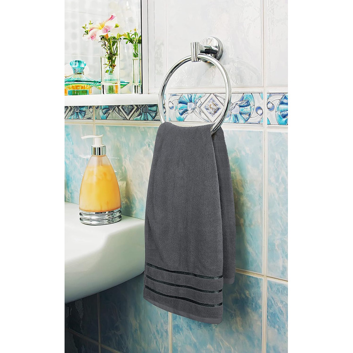 Набір рушників Utopia Towels 8 шт. (2 великі, 2 середні, 4 маленькі) з петлею для підвішування, 97% бавовна, швидковисихаючі, сірий колір