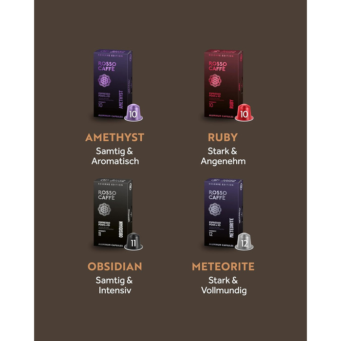 Капсули кави ROSSO CAFFÈ Nespresso Reserve Edition, 80 шт. (8 сортів преміум еспресо), сумісні з Nespresso, Made in Italy