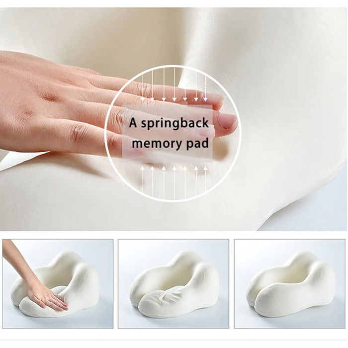 Подушка для шиї у літак, подорожі, автомобіль: Memory Foam, ергономічна, чорна