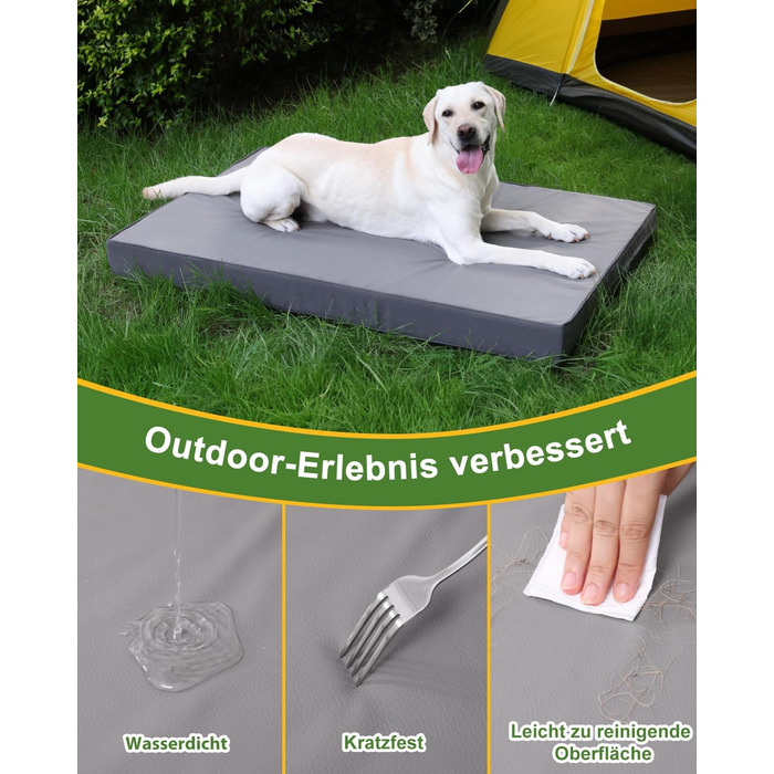 Ортопедичний лежак для собак великих порід 119x73 см, знімний чохол з екошкіри, м'який лежак-матрац для собак, сірий (L119xB73xH9 см)