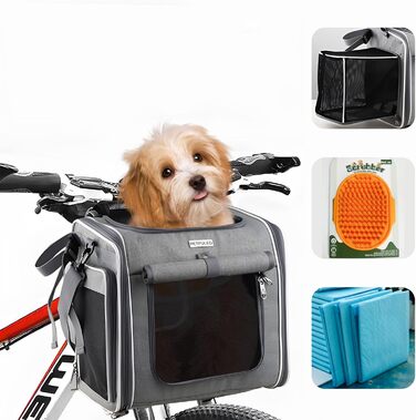 Корзина для собак на велосипед, розширювана, складна, з 4 дверцятами та сітковими вікнами, сумка-рюкзак для тварин, для котів та собак середніх розмірів