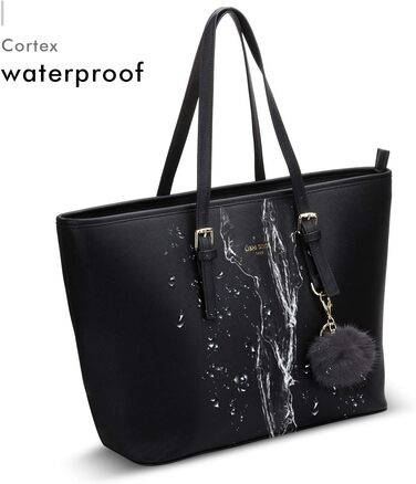 Стильна жіноча сумка-шопер LI&HI для навчання та міста, чорна з помпоном 34x29x15.5 см