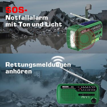 Радіо Degen DE13: портативне сонячне радіо FM/AM/SW з LED-ліхтариком, акумулятором та Powerbank для кемпінгу та надзвичайних ситуацій