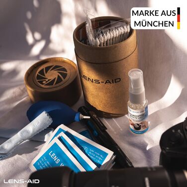 Набір для чищення камери 8-в-1 LENS-AID: для повноформатних, APS-C камер та об'єктивів. Включає рідину для чищення, мікрофібру, стайки, вологі серветки, пензлик, повітряний насос та інше