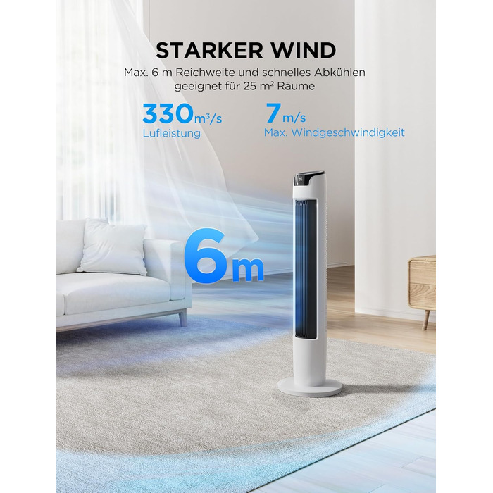 Турбовентилятор Midea FZ10-17JR: тиха робота, пульт дистанційного керування, 92 см, 45 Вт, чорний