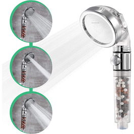 Original StoneStream Showerhead, Eco Power High-Pressure Water Softener, Filtered Handheld Shower with Spa-Like Ion Beads for Dry Skin and Hair – 3 Spray Settings