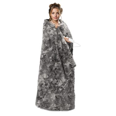 Електрична ковдра Navaris XXL з підігрівом 180x130 см, 3 режими, автовимкнення, пральна, штучне хутро, темно-сірий