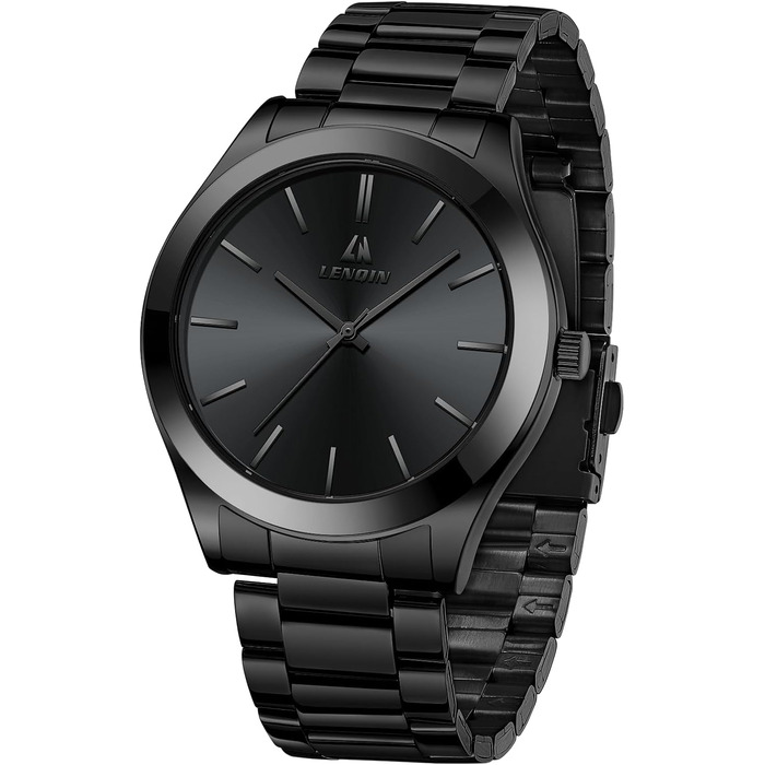 Годинник чоловічий LN LENQIN, водонепроникний, з нержавіючої сталі, кварцовий, аналоговий, чорний. Годинник для чоловіків, стильний аксесуар