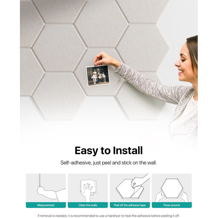 Акустичні гексагональні панелі Soundsbay для звукоізоляції стін та стелі, шумопоглинаючий спінений матеріал, бежевий, 30.5 x 25.4 x 1 см, 18 шт