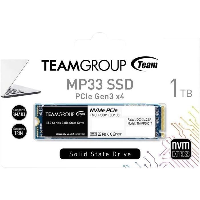 SSD Team Group MP33 1TB NVMe M.2 PCIe Gen3 x4 – 1800/1500 MB/s